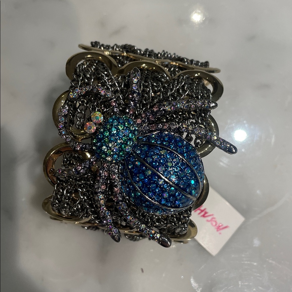 Betsey Johnson Blue and Purple Crystal Spider Bracelet